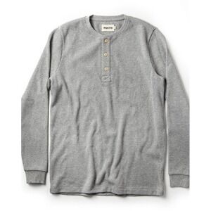 Taylor Stitch Mens The Heavy Bag Waffle Henley Shirt Long Sleeve Ash Size L